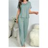 Pajamas suit classic women's solid color milk silk short-sleeved round neck T-shirt trousers suit