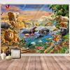Arazzo Mondo Animale Tigre Elefante Giraffa della Foresta per Stanza dei Bambini Parete per Camera da Letto Soggiorno Decorazioni Tenda da Appendere