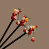 1pc Vintage Chinese Hair Sticks: Wooden with Colorful Beads,Flowers & LeavesAdd Elegant Oriental Charm to Traditional Outfits