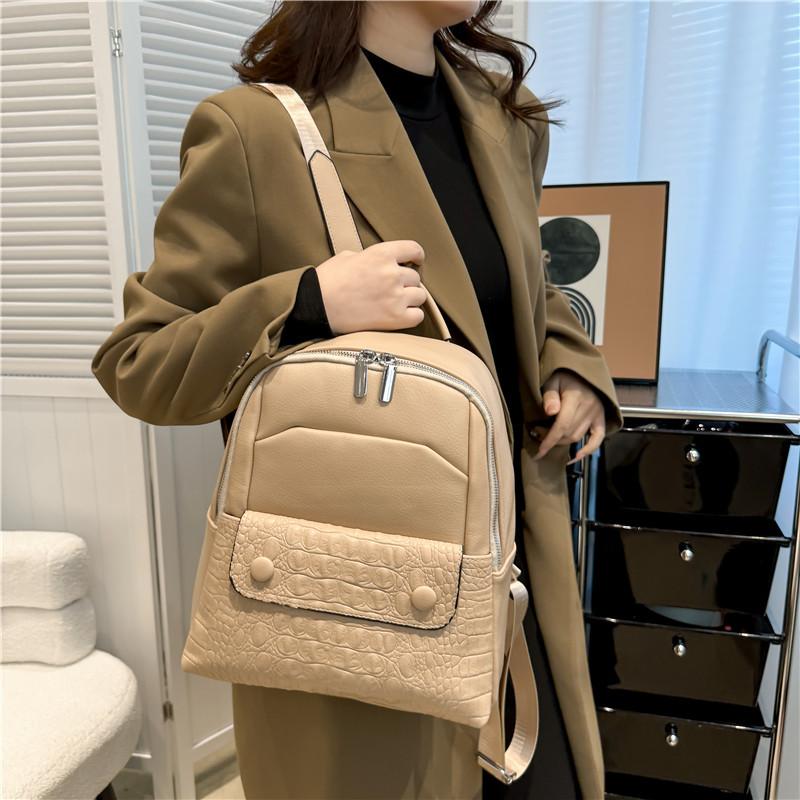 Ladies' Shoulder Bag, Double-shoulder Women's Bag, Casual and Fashionable Crocodile-patterned Backpack