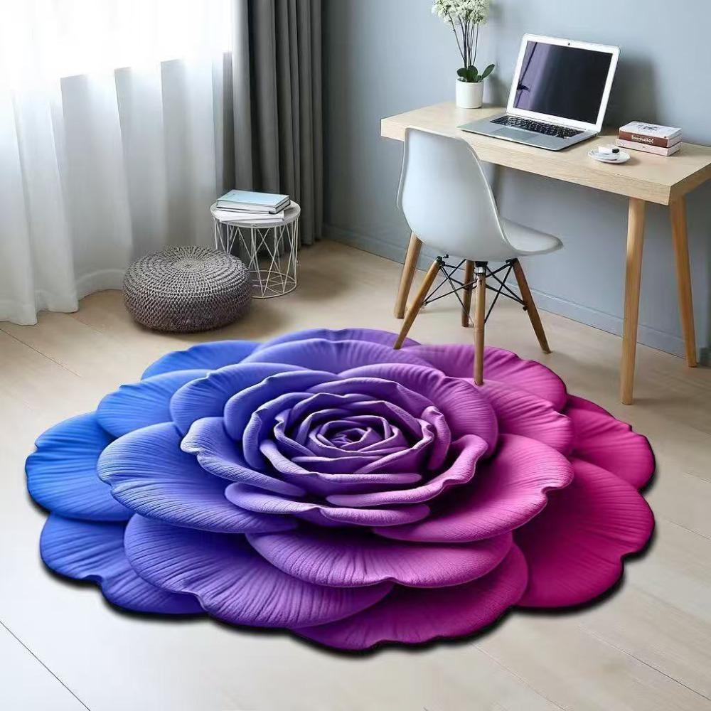 Non-slip Peony Floor Mat Special-shaped Bathroom Floor Mat  for Living Room Tea Table Bedside