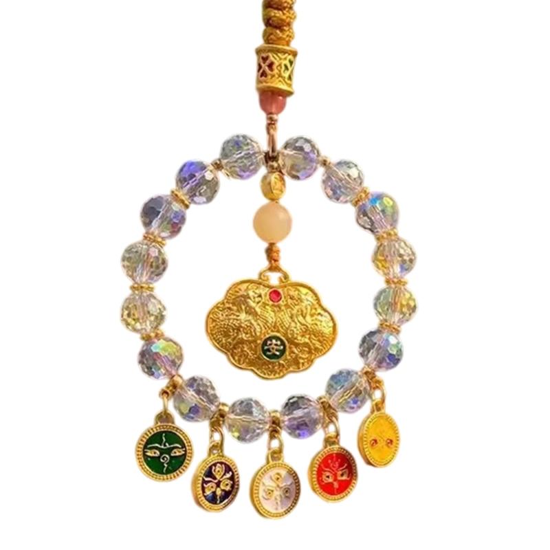 Traditional Buddhist Statue Car Hanging Ornament Wooden Buddhist Auto Accessory for Vehicle Interior Decoration