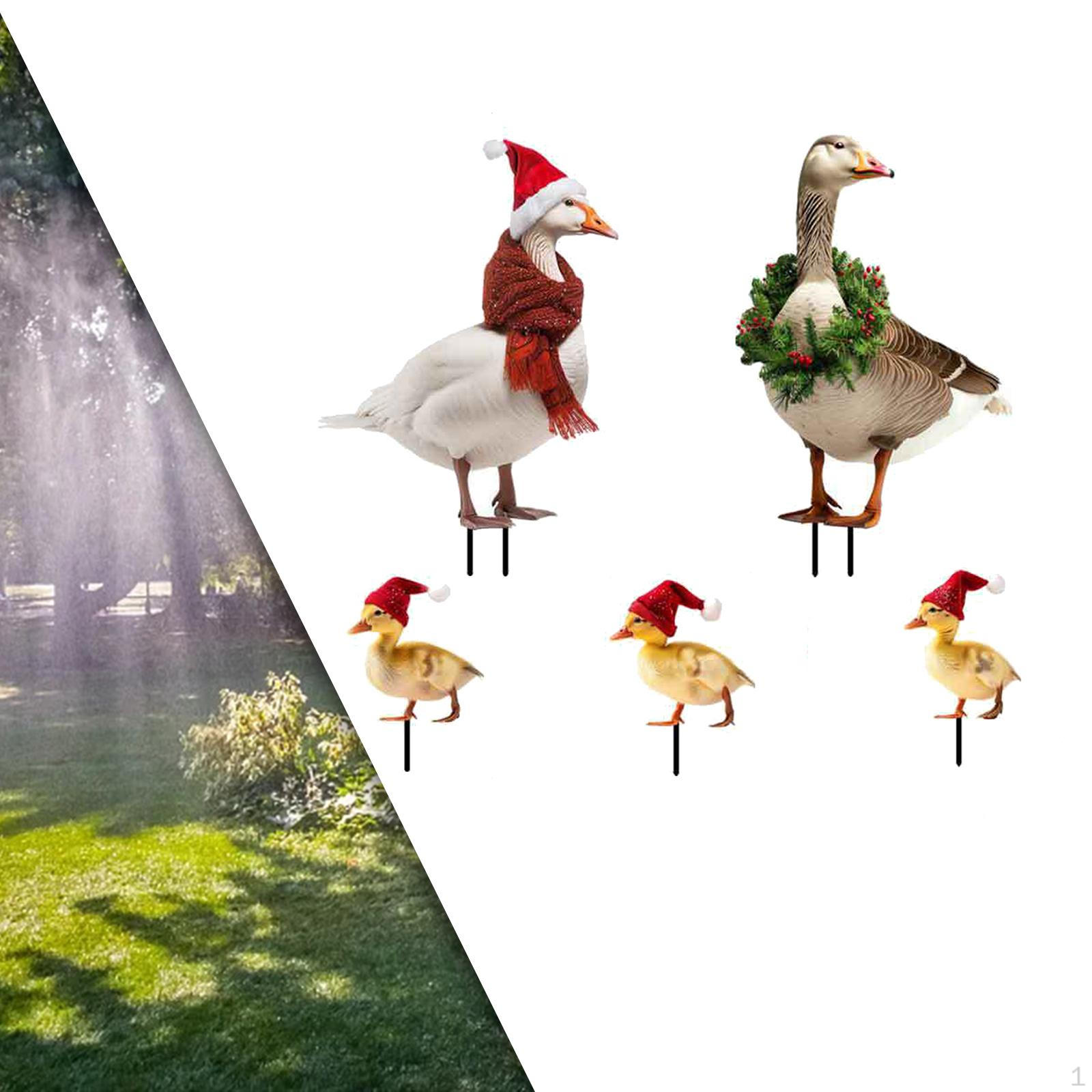

5 рождественских статуэток уток, садовые колья, скульптуры животных, реалистичные украшения для двора Style B