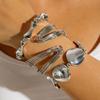 Multi-Layer Geometric Open Cuff Bracelet Set for Women Fashion Jewelry