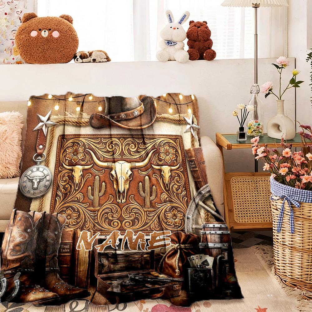 Western Cowboy Theme Home Customize Your Name Customize Your Name Blankets Comfortable Soft Lightweight Allseason Multipurpose Customize Your Name