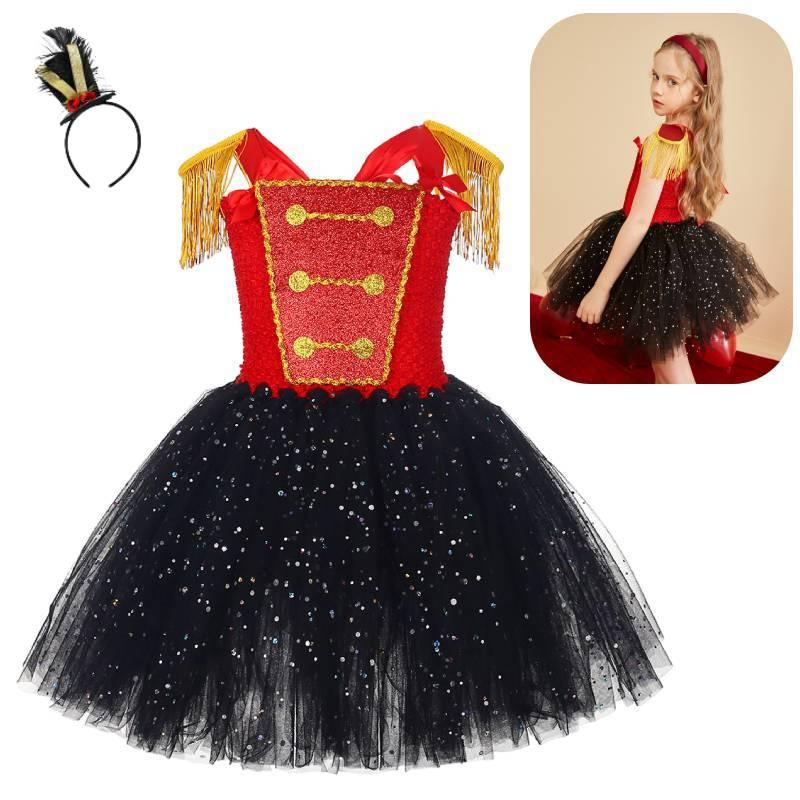 Elegant Nutcracker Dress With Sequin Accents Cosplay Outfit For Girls On Halloween