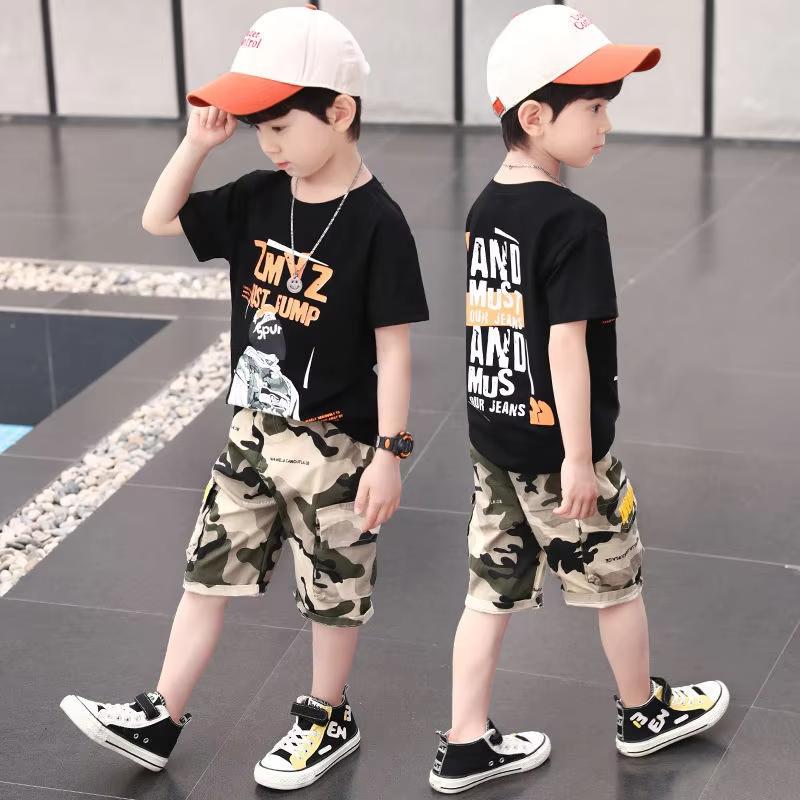

Boys Clothing Set 2025 Summer Short Sportswear+Pants Children s Clothing Camouflage Children s Boys Sports Set 13-14Y