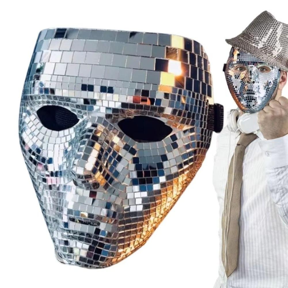 Male Adult Night Club Mask Masquerade Home DJ Decor Creative Ball Glitter Mirror Face Mask Gift