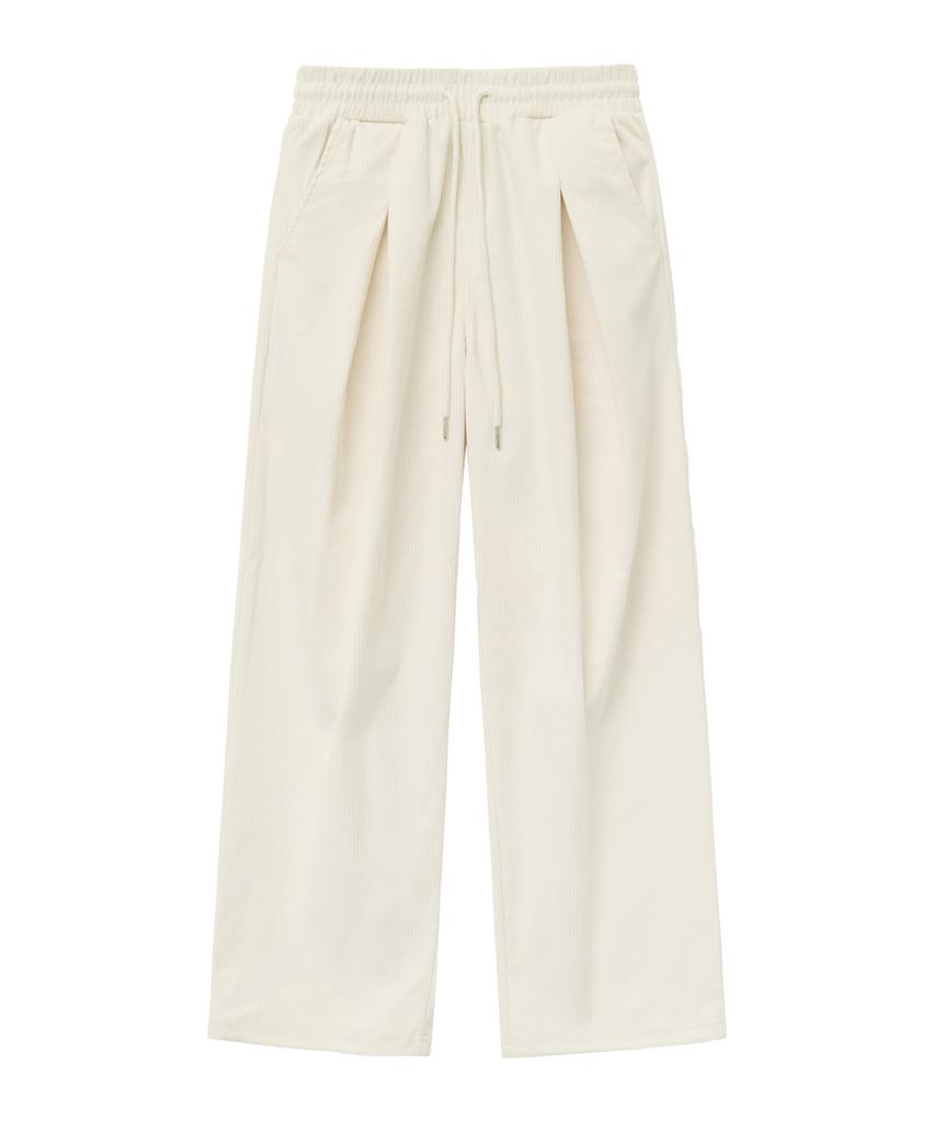 MOZMOZ Colorful Corduroy String Wide Pants Cream