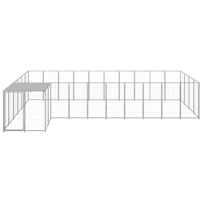 VidaXL Chenil Argenté 13,31 m² Acier Enclos pour Chiots Cage Chiens Extérieur 3082244