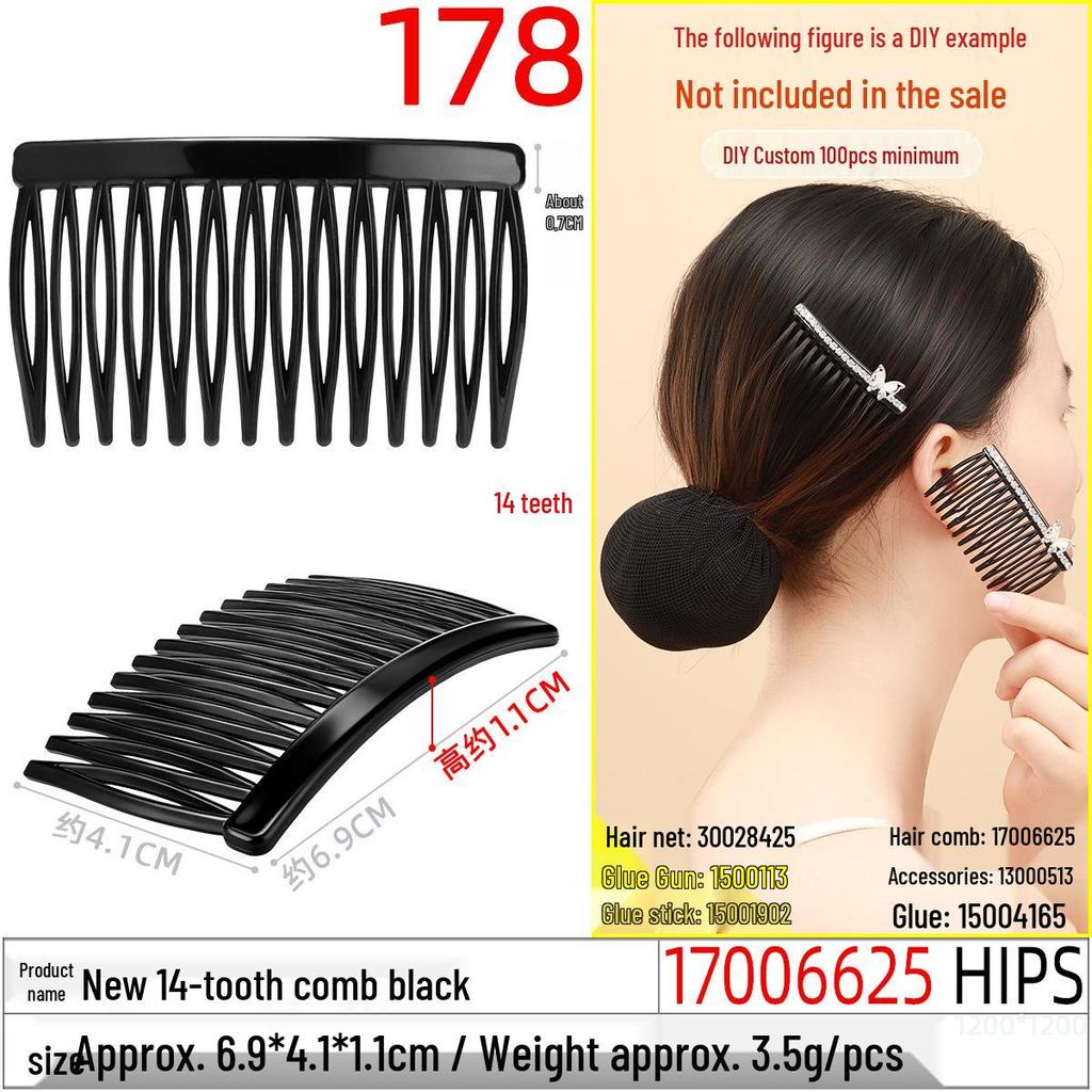 29-Tooth Black DIY Hair Comb for Styling Bangs and Messy Hair Buns