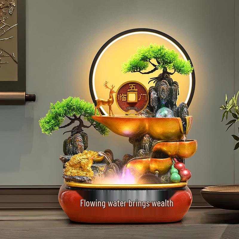 Feng Shui Wealth-Attracting Desktop Fountain with Treasure Bowl - Ideal for Home, Office, Shop Decoration.