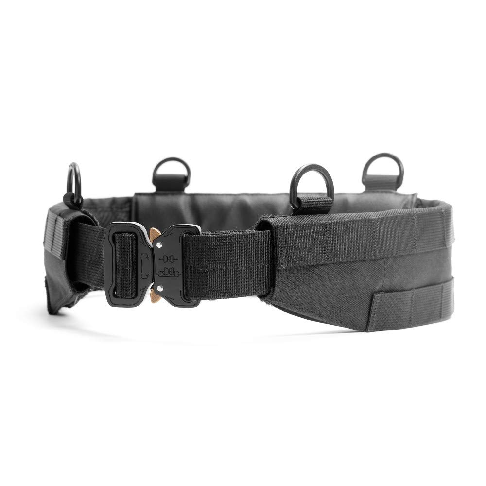 Laylax Airsoft Three-Piece MOLLE Belt with Cobra Buckle, Black, Sizes L-XL (Approx. 90-120cm)