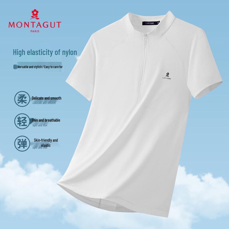 MONTAGUT Men s Half-Zip Raglan Sleeve Elastic T-shirt 3XL