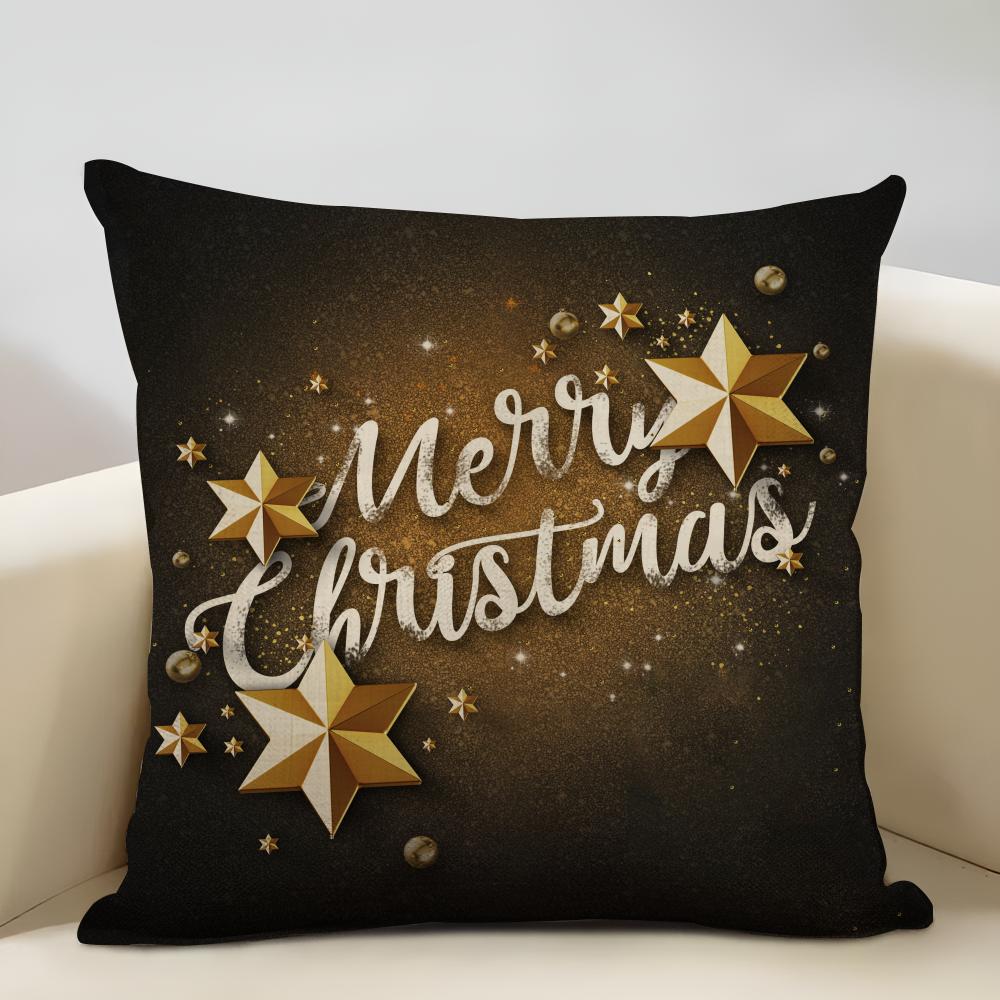 Merry Christmas Cushion Cover Household Decoration Linen Sofa Cushion Cover: Skin-Friendly & Breathable With Invisible Zipper