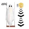 Halloween-Atmosphäre-Set Große Hängeschaukel Geist-Dekoration Leuchtend Gruselig Schwingend Atmungsaktives Polyester mit 3D-Fledermäusen für Veranda Hof,