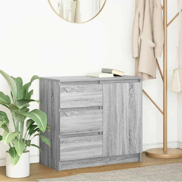 VidaXL Buffet avec tiroir sonoma gris 71x35x65 cm bois d'ingénierie, meuble de rangement, buffet, meuble d'entrée, meuble 861576