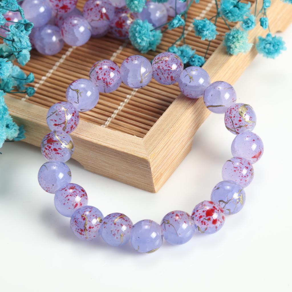 10mm Cracked Flower Glass Beaded Bracelets, Multi-Color Y2K Sweet Cool Style Bracelets for Women Fashion Jewelry Accessories