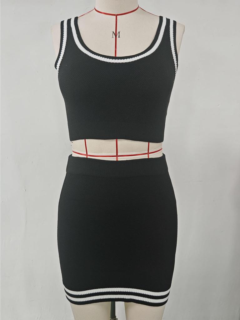 New Women's Outdoor Sports Knitted Tennis Skirt Set