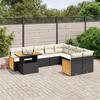 Vidaxl 10-Cz. Garden Lounge Set, Cushions Black Rattan Pe