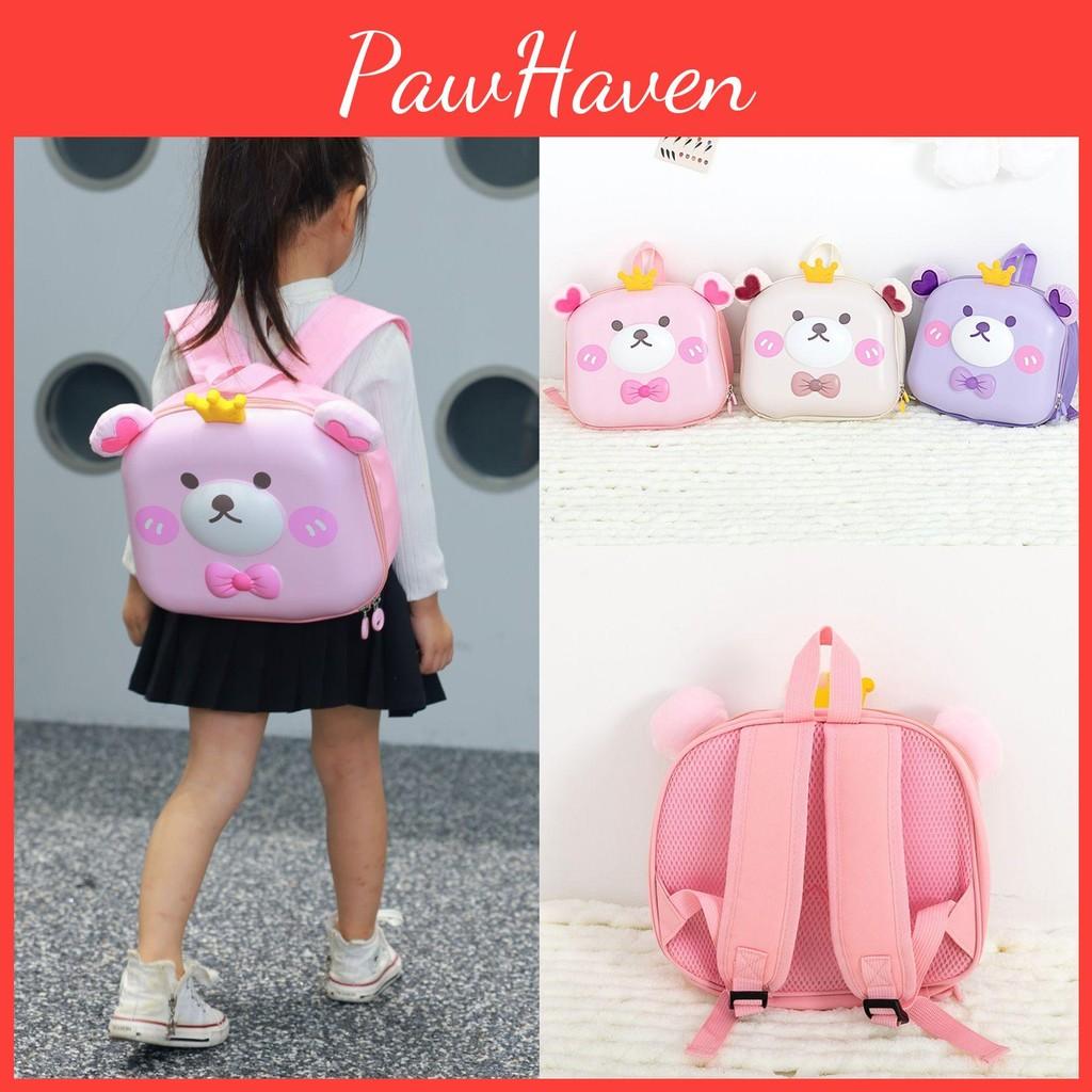 Bear Crown Print Toddler Backpack Kids Schoolbags Lightweight Outdoor Gifts