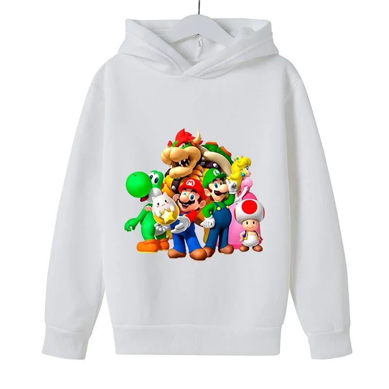 MINISO Girls Game Mario bros Hoodies Kids Baby Child Cartoon Tops Spring Children Long Sleeve Print Sweatshirt Autumn Boys Pullovers