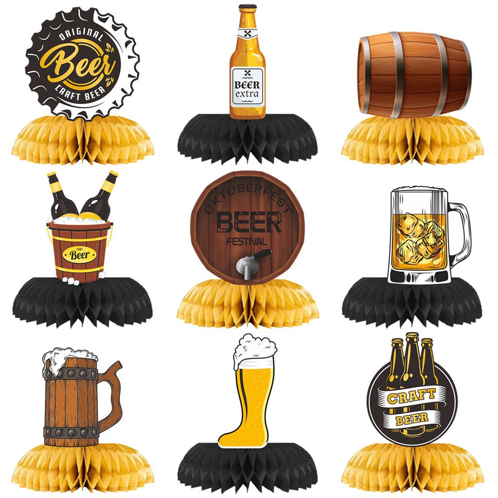 Whiskey Party Decor Whiskey Beer Bottle Glass Cup Balloon Banner Whiskey Honeycomb Table Decor Men Women Birthday Party Supplies