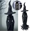 Halloween Witch Statue Tree Root Witch Figurine Sculpture Desktop Witch Decor Ornament Resin Home Office Party Decoration