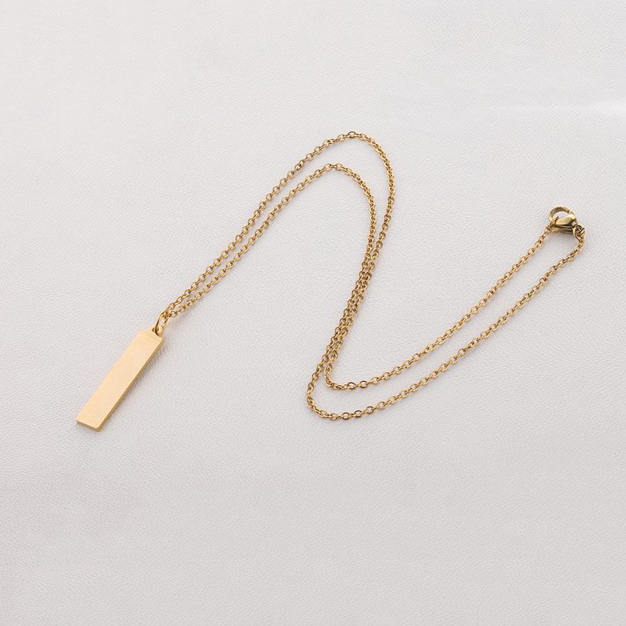 Engravable Stainless Steel Geometric Bar Pendant Necklace