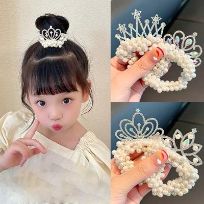 1 STÜCK Neue Mode Perlenkrone Prinzessin Niedliche Kinder Elastische Kinder Krawatten Mädchen Haaraccessoires Baby Kopfschmuck