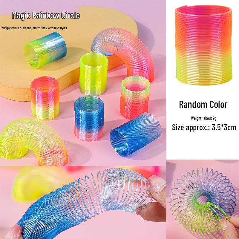 Colorful Children s Mini Smiley Rainbow Elastic Rings - Fun Prize Toys