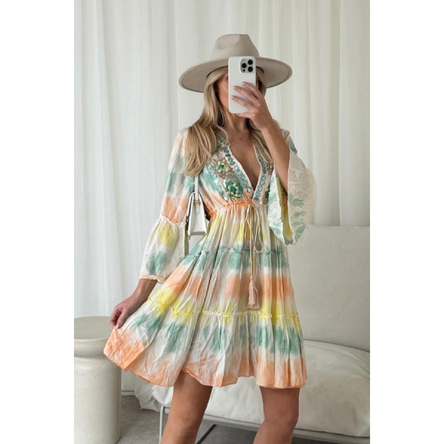 

Красочное и элегантное летнее хлопковое платье Battal Standart