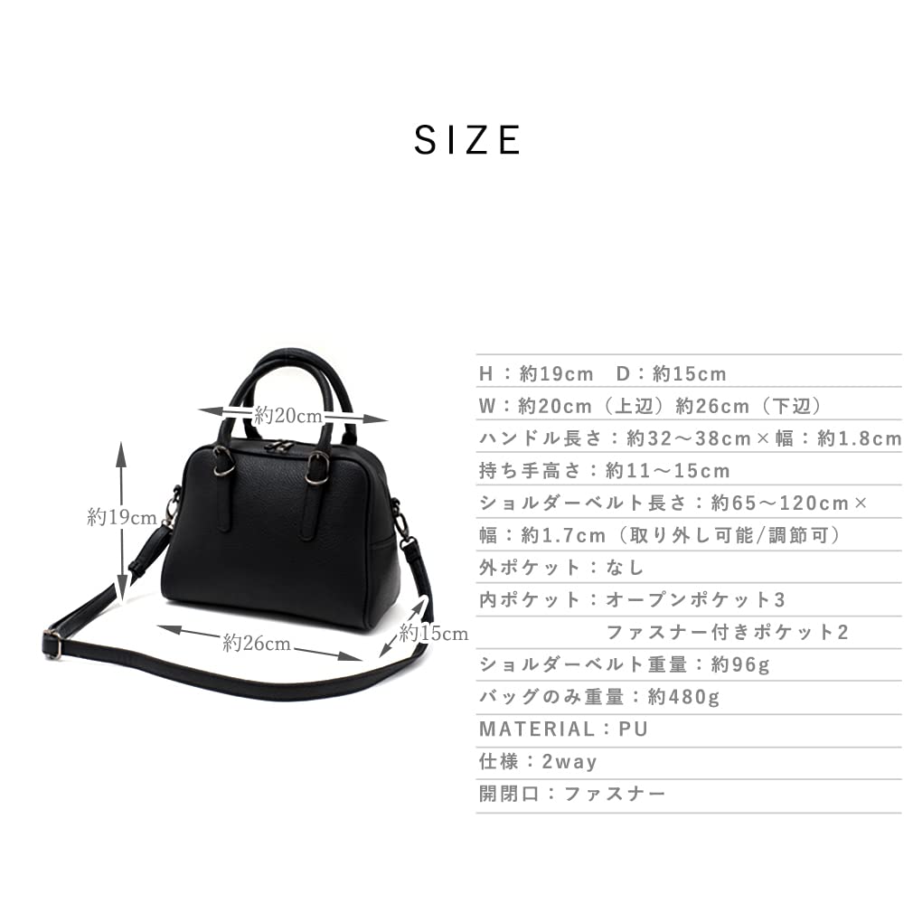 Vita Felice Belt Handle 2way Mini Boston Bag for Women [VITAFELICE] Inb-10036p (Black)