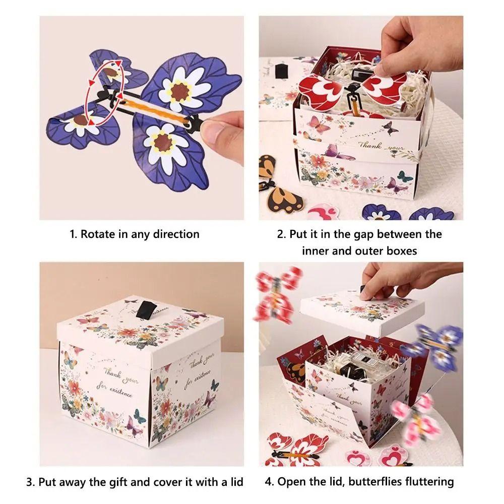 Papier Schmetterling Geschenkbox Mehrfarbige Geschenkbox Explodierende Geschenkbox Abschlussfeier