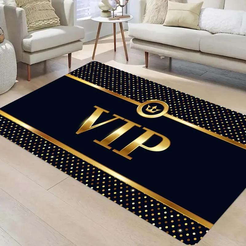 1pc Kitchen Mat, Golden Polka Dot VIP Pattern Printed Mat Thick And Wear-Resistant Suitable for Kitchen, Living Room, Porch, B