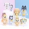 8pcs Desenho Animado Bluey Bonecos Articulados Brinquedos de PVC Figuras de Ação Modelo de Coleção