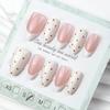 30 Pieces of European and American Hot-selling Cute Sweet Polka Dot Almond Wearing Armor Advanced Light Luxury White French Nail Art