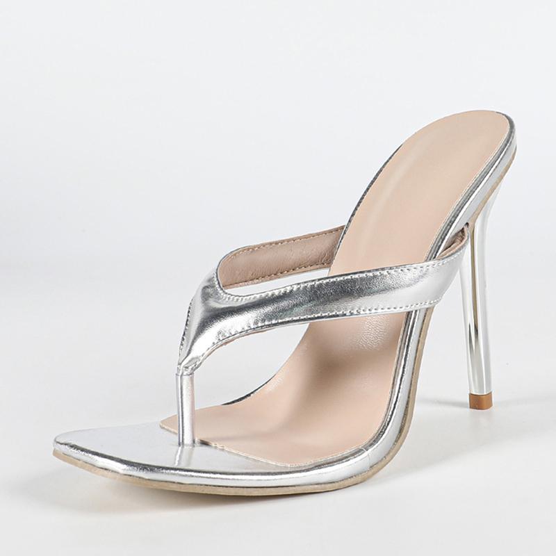 

Модные летние шлепанцы-мюли с квадратным носком, серебристые туфли на высоком каблуке, шлепанцы, сандалии, размеры 35-42 35 серебряный