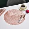 Round PVC Placemats with Gold Foil Leaf Pattern Heat Resistant Waterproof Table Mat Warm Dining Atmosphere Mats for Home Dining Party Decor
