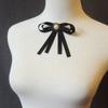 Rhinestone Pearl Bow Blouse Collar Pin Brooch Black Shirt Bowtie Ribbon Bow Tie  For Women Girls