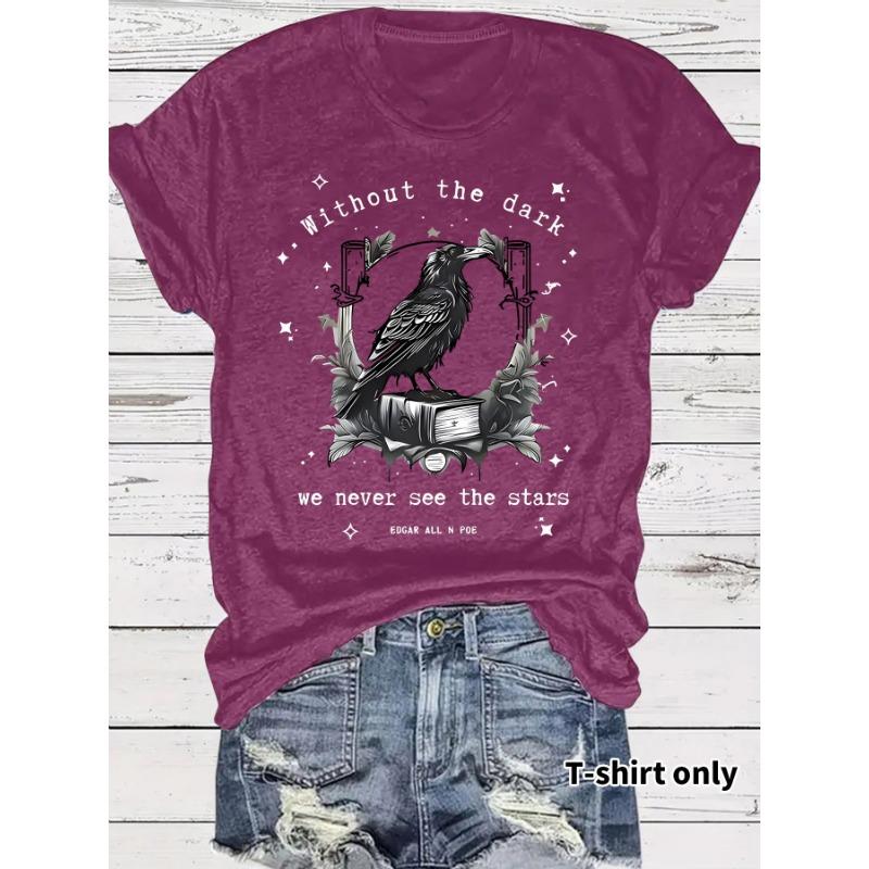 

Женская повседневная футболка с короткими рукавами и круглым вырезом с принтом Art Crow и Book Design XXL