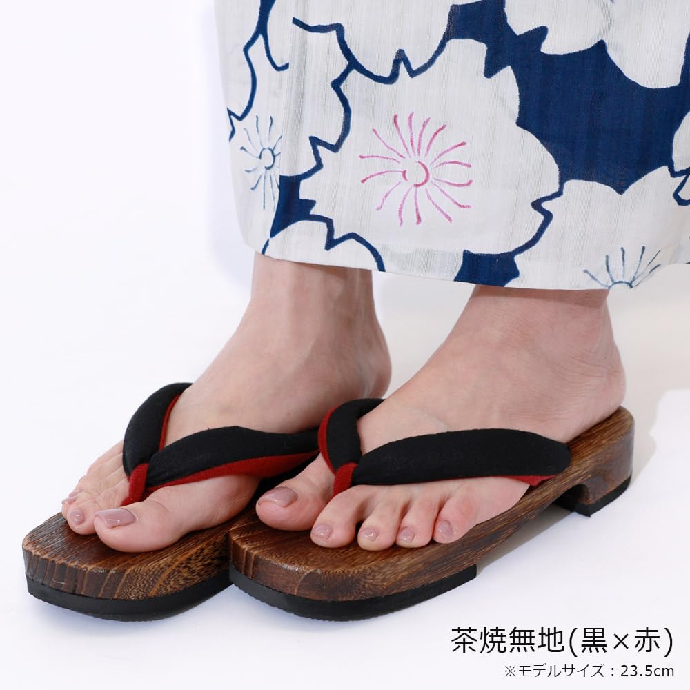 Kimono Geta Paulownia Perfect for Summer Fireworks Hemp Leaf X II [Kyoto Yuzen] Women's Sandals, 23.0-24.5cm, Lightweight, Wood, Festivals, Displays,
