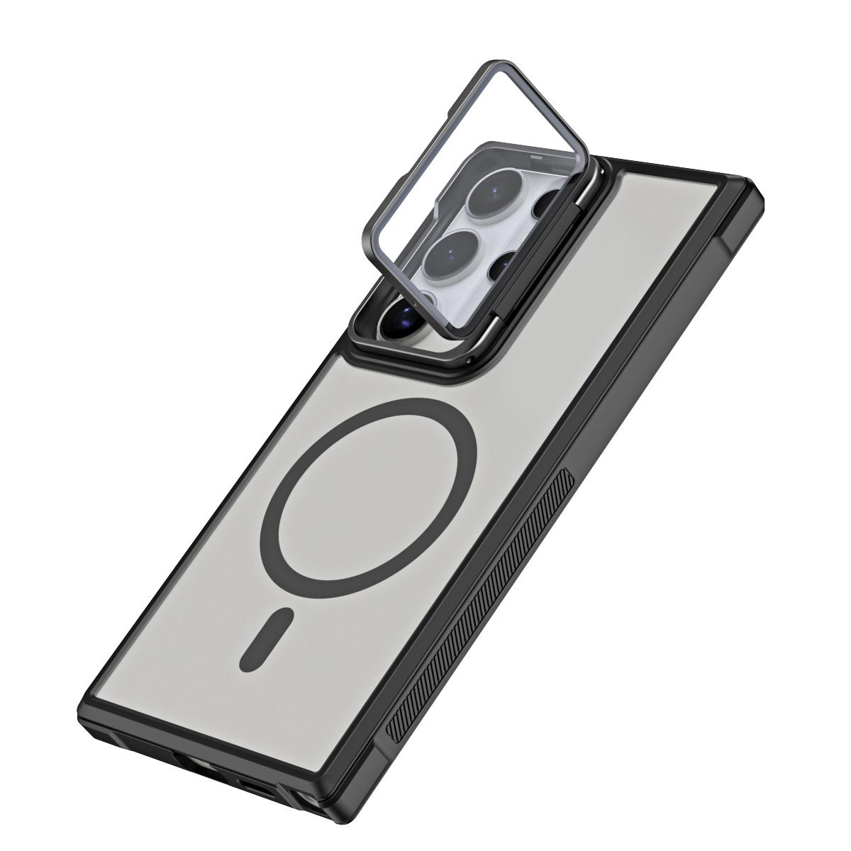 

Нежелтеющий чехол-держатель-подставка для Magsafe Mag Safe Samsung Galaxy S24 Ultra S23 Fe Plus S24Ultra Iphone 15 Pro Max 14, жесткий чехол для телефона, аксессуары S24 чёрный