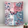 Pink and Blue Butterfly Floral Patterned Tapestry for Bedroom and Living Room Home Decor