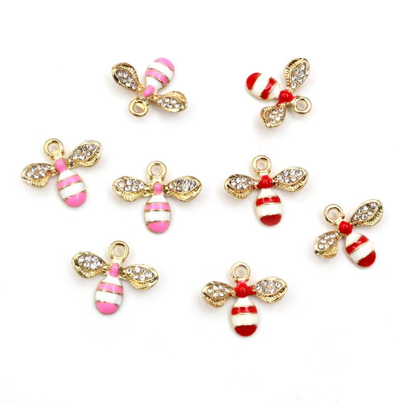 10pcs 14x16mm Enamel Bee Charm for Jewelry Making Cute Earring Pendant  Handmade Charms