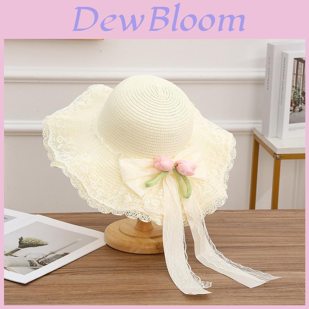 Korean Style Sun Hat With Bow Tie And Flowy Ribbon For Face Sunshade And Casual Wear