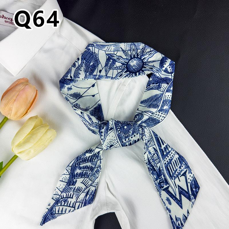 New Long Versatile Silk Scarf Tied Hair Band Bow Letter Floral Streamer Tied Bag Gift Small Silk Scarf