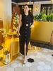 2025 Spring/Summer Women's Sleeveless Fitted Waist Slit Long Dress with Multi-Button Design