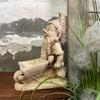 Garden Figure Dwarf with a Wheelbarrow Hand-made of Concrete