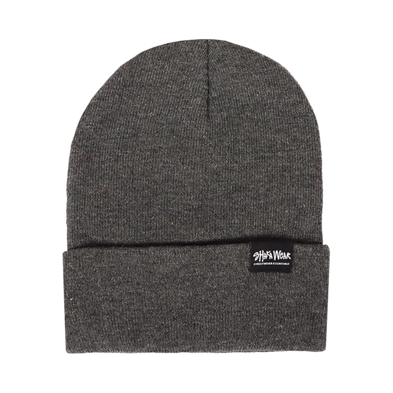 

[Shaka Wear] knit cap men s ladies knit hat brand logo beanie Plain color hat street autumn winter unisex One point charcoal [product]